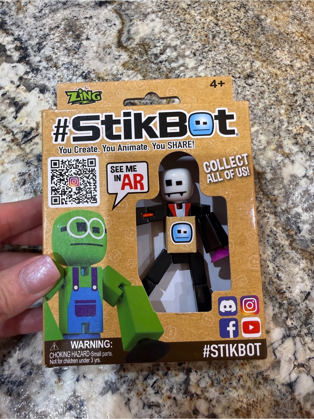 Ing StikBot Figure in Black, White & Purple Accent